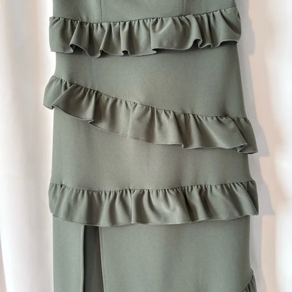 Show Me Your MuMu Green Asymmetrical Ruffle Sundress - Picture 4 of 13